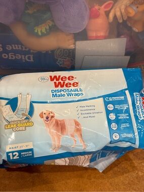 Disposable Male Dog Wraps - Blue (Medium/Large, 12 ct)